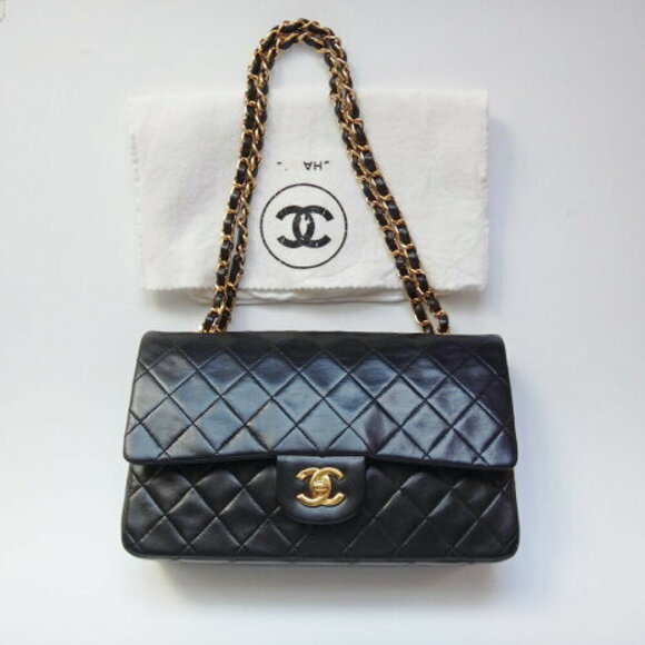 Chanel Handbags - CHANEL Matelasse Shoulder Bag Black Lambskin